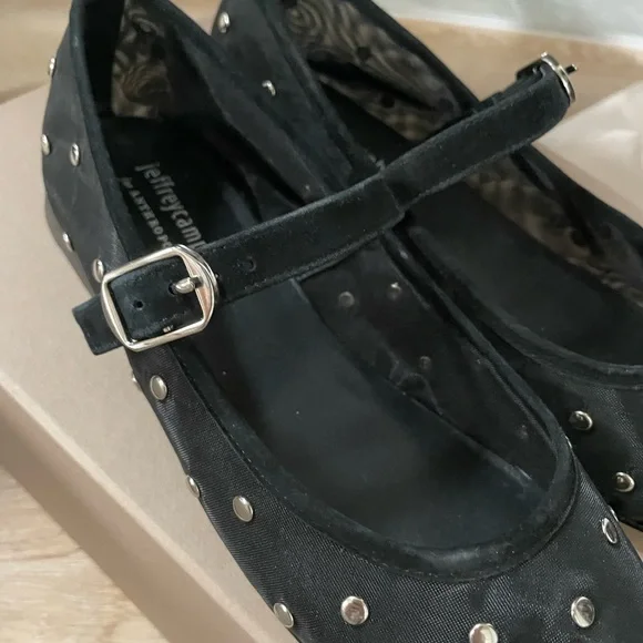 Jeffrey Campbell Mesh Black Studded Women's Flats - Picture 4 of 6
